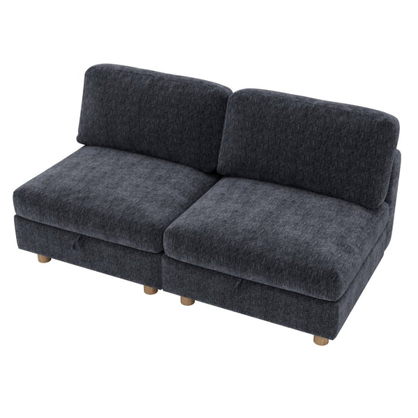 English Elm Modular Fabric Sectional Sofa with Hidden Storage and Convertible Sleeper Design W680P466910