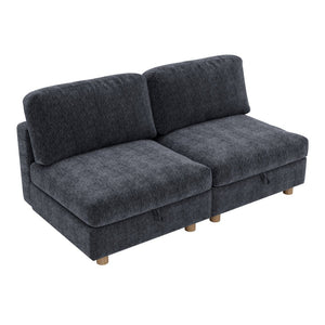 English Elm Modular Fabric Sectional Sofa with Hidden Storage and Convertible Sleeper Design W680P466910