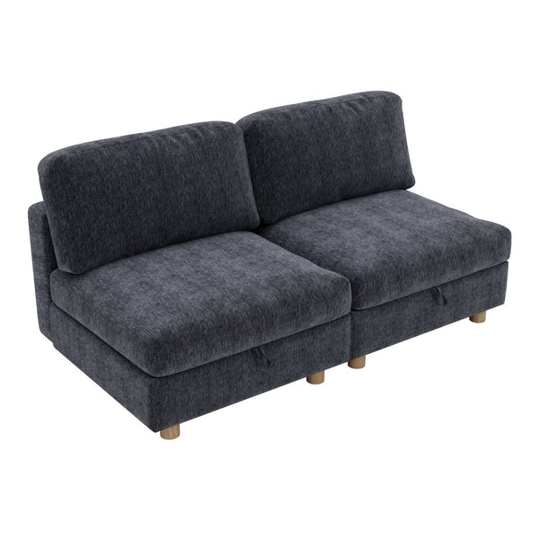 English Elm Modular Fabric Sectional Sofa with Hidden Storage and Convertible Sleeper Design W680P466910