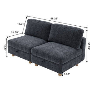 English Elm Modular Fabric Sectional Sofa with Hidden Storage and Convertible Sleeper Design W680P466910