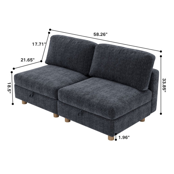 English Elm Modular Fabric Sectional Sofa with Hidden Storage and Convertible Sleeper Design W680P466910