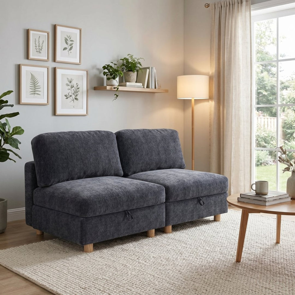 English Elm Modular Fabric Sectional Sofa with Hidden Storage and Convertible Sleeper Design W680P466910
