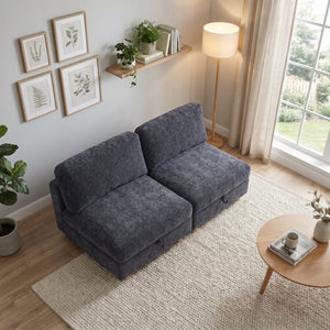 English Elm Modular Fabric Sectional Sofa with Hidden Storage and Convertible Sleeper Design W680P466910
