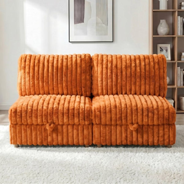 English Elm Armless Modular Sectional Units with Hidden Storage and Sleeper Flexibility for Living Rooms Orange W680P466915