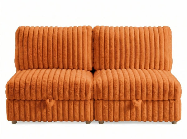 English Elm Armless Modular Sectional Units with Hidden Storage and Sleeper Flexibility for Living Rooms Orange W680P466915