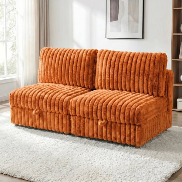 English Elm Armless Modular Sectional Units with Hidden Storage and Sleeper Flexibility for Living Rooms Orange W680P466915