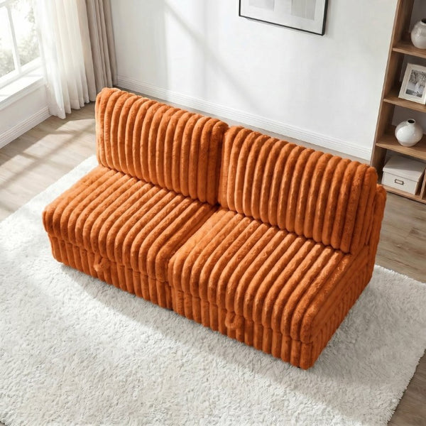 English Elm Armless Modular Sectional Units with Hidden Storage and Sleeper Flexibility for Living Rooms Orange W680P466915