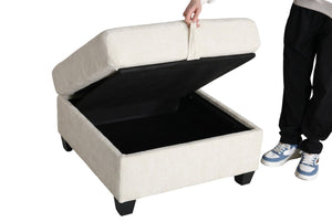 English Elm Armless Modular Two Piece Sectional with Hidden Storage and Convertible Sofa Bed Design White W680P466917