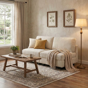 English Elm Armless Modular Two Piece Sectional with Hidden Storage and Convertible Sofa Bed Design White W680P466917