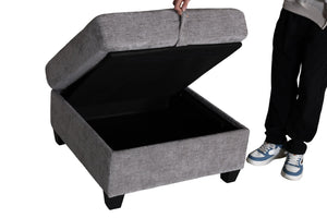 English Elm Armless Modular Two Piece Sectional with Hidden Storage and Convertible Sofa Bed Design Grey W680P466922