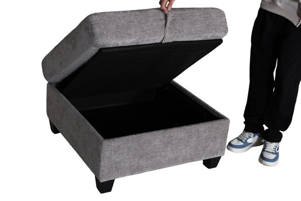 English Elm Armless Modular Two Piece Sectional with Hidden Storage and Convertible Sofa Bed Design Grey W680P466922