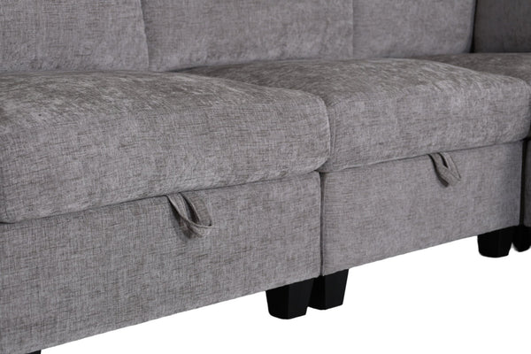 English Elm Armless Modular Two Piece Sectional with Hidden Storage and Convertible Sofa Bed Design Grey W680P466922