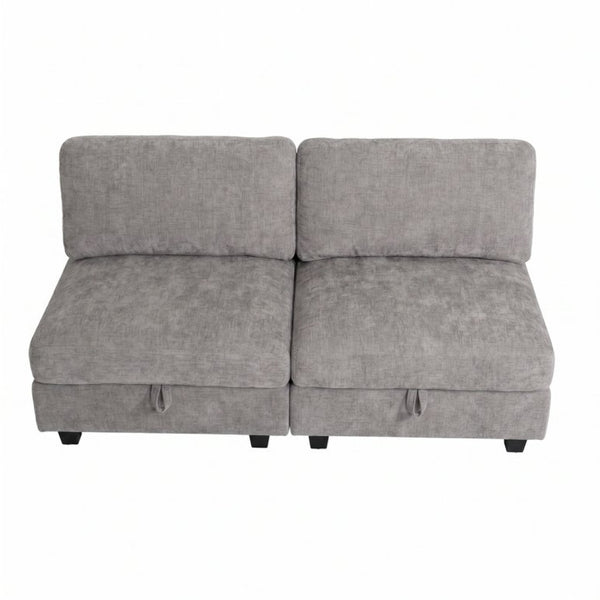 English Elm Armless Modular Two Piece Sectional with Hidden Storage and Convertible Sofa Bed Design Grey W680P466922
