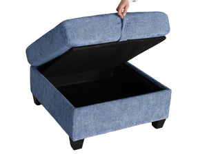 English Elm Armless Modular Two Piece Sectional with Hidden Storage and Convertible Sofa Bed Design Blue W680P466925
