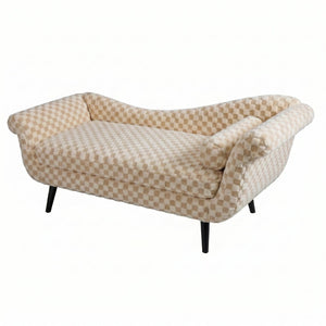 English Elm Classic Diamond Fabric Loveseat with Scroll Arms Birch Legs and Timeless Tailored Appeal Sand W680P484967