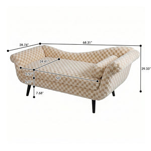 English Elm Classic Diamond Fabric Loveseat with Scroll Arms Birch Legs and Timeless Tailored Appeal Sand W680P484967