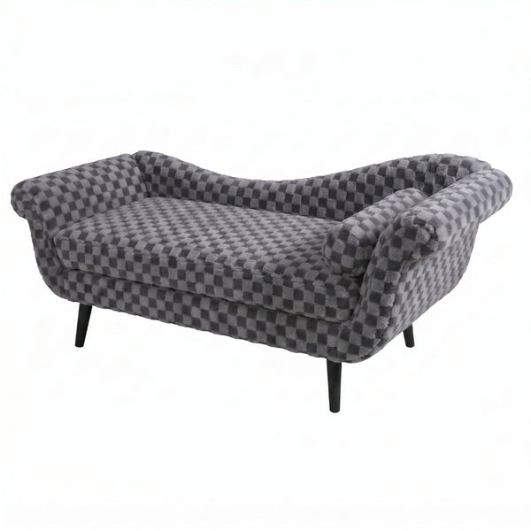 English Elm Classic Diamond Fabric Loveseat with Scroll Arms Birch Legs and Timeless Tailored Appeal Smoke Grey W680P484970