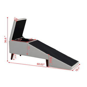 English Elm 2-in-1 Convertible Pet Ramp Footstool Solid Wood Frame Non-slip Surface for Dogs Cats Beige W680P495392
