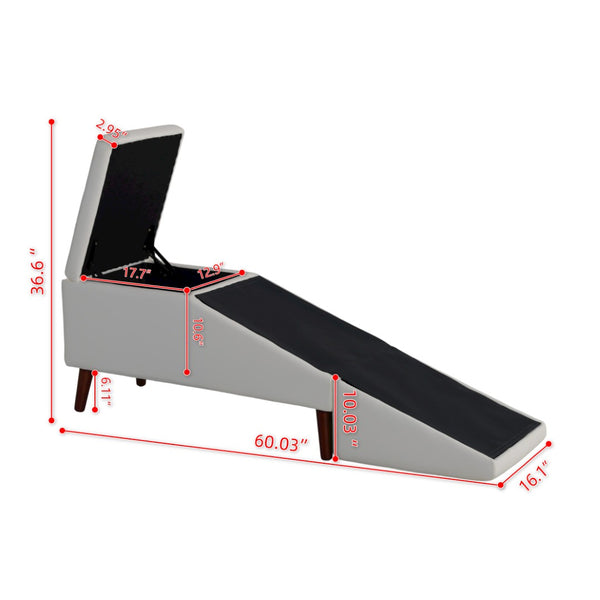 English Elm 2-in-1 Convertible Pet Ramp Footstool Solid Wood Frame Non-slip Surface for Dogs Cats Beige W680P495392