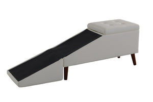 English Elm 2-in-1 Convertible Pet Ramp Footstool Solid Wood Frame Non-slip Surface for Dogs Cats Beige W680P495392
