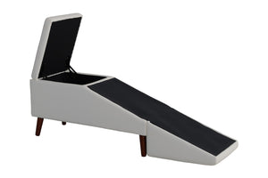 English Elm 2-in-1 Convertible Pet Ramp Footstool Solid Wood Frame Non-slip Surface for Dogs Cats Beige W680P495392