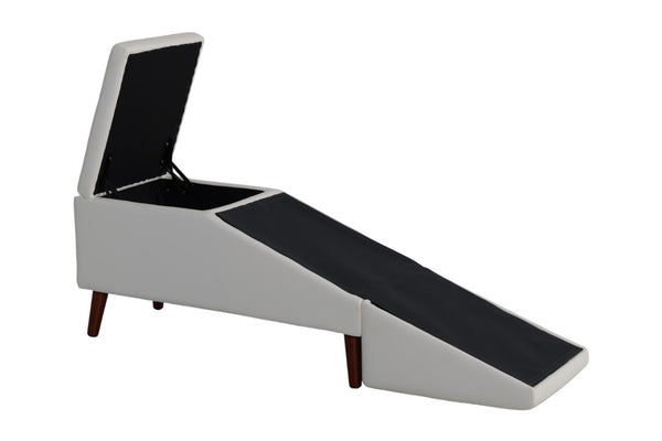 English Elm 2-in-1 Convertible Pet Ramp Footstool Solid Wood Frame Non-slip Surface for Dogs Cats Beige W680P495392