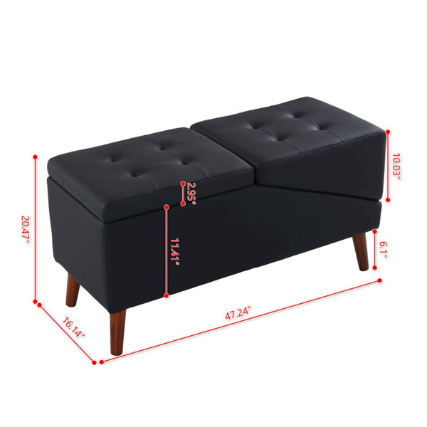English Elm 2-in-1 Convertible Pet Ramp Footstool Solid Wood Frame Non-slip Surface for Dogs Cats Black W680P495412