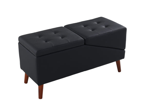 English Elm 2-in-1 Convertible Pet Ramp Footstool Solid Wood Frame Non-slip Surface for Dogs Cats Black W680P495412
