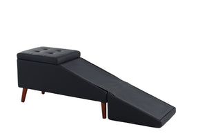 English Elm 2-in-1 Convertible Pet Ramp Footstool Solid Wood Frame Non-slip Surface for Dogs Cats Black W680P495412