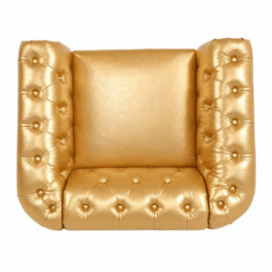 English Elm 1 Seater PU Leather Accent Chair Tufted Button Back with Birch Legs for Living Room W680P501764