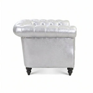 English Elm 1 Seater PU Leather Accent Chair Tufted Diamond Lounge Seat for Living Room W680P501771