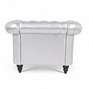 English Elm 1 Seater PU Leather Accent Chair Tufted Diamond Lounge Seat for Living Room W680P501771