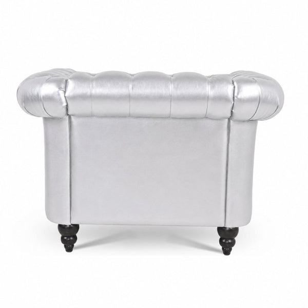 English Elm 1 Seater PU Leather Accent Chair Tufted Diamond Lounge Seat for Living Room W680P501771