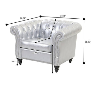 English Elm 1 Seater PU Leather Accent Chair Tufted Diamond Lounge Seat for Living Room W680P501771