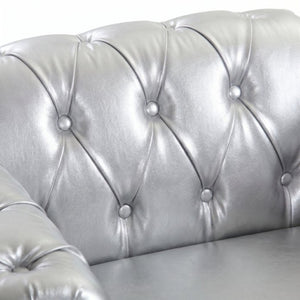 English Elm 1 Seater PU Leather Accent Chair Tufted Diamond Lounge Seat for Living Room W680P501771
