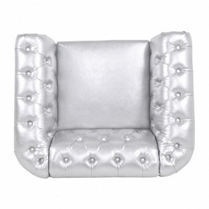English Elm 1 Seater PU Leather Accent Chair Tufted Diamond Lounge Seat for Living Room W680P501771