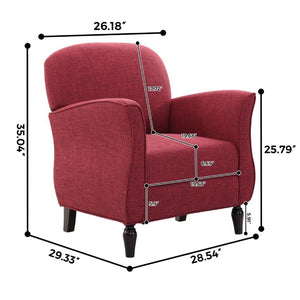 English Elm Traditional Tweed Upholstered Armchair with Solid Wood Legs for Reading or Lounging W680P512787