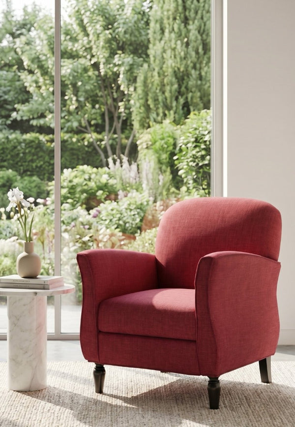 English Elm Traditional Tweed Upholstered Armchair with Solid Wood Legs for Reading or Lounging W680P512787