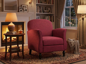 English Elm Traditional Tweed Upholstered Armchair with Solid Wood Legs for Reading or Lounging W680P512787