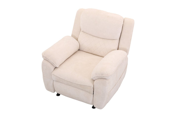 English Elm Thick Padded Power Recliner Accent Chair Ice Silk Velvet Memory Foam Living Room Beige W680P512824