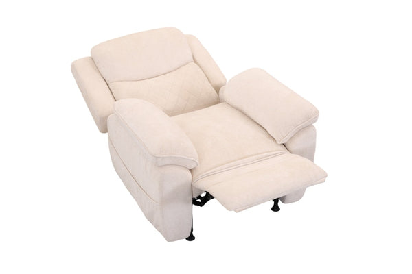 English Elm Thick Padded Power Recliner Accent Chair Ice Silk Velvet Memory Foam Living Room Beige W680P512824
