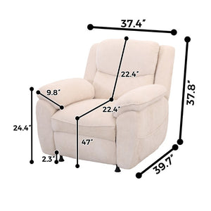 English Elm Thick Padded Power Recliner Accent Chair Ice Silk Velvet Memory Foam Living Room Beige W680P512824