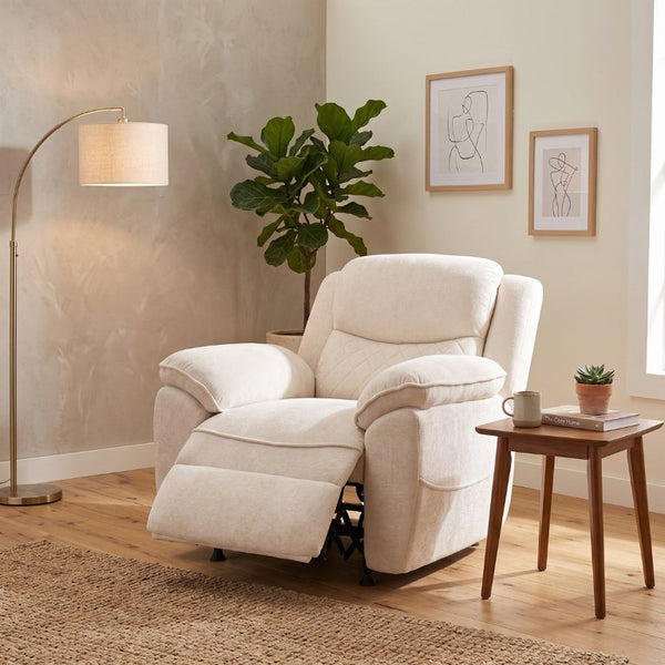 English Elm Thick Padded Power Recliner Accent Chair Ice Silk Velvet Memory Foam Living Room Beige W680P512824