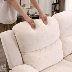 English Elm Thick Padded Power Recliner Accent Chair Ice Silk Velvet Memory Foam Living Room Beige W680P512824