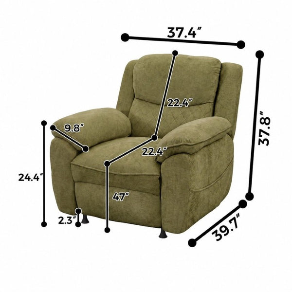 English Elm Thick Padded Power Recliner Accent Chair Ice Silk Velvet Memory Foam Living Room Green W680P512836