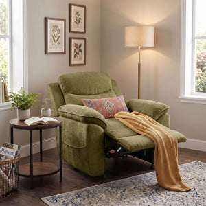 English Elm Thick Padded Power Recliner Accent Chair Ice Silk Velvet Memory Foam Living Room Green W680P512836