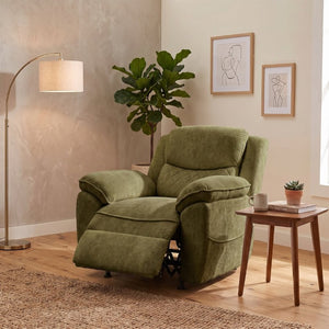 English Elm Thick Padded Power Recliner Accent Chair Ice Silk Velvet Memory Foam Living Room Green W680P512836
