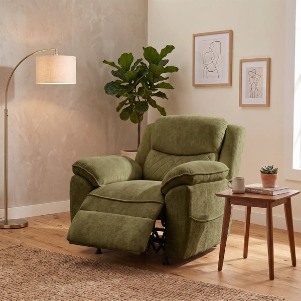 English Elm Thick Padded Power Recliner Accent Chair Ice Silk Velvet Memory Foam Living Room Green W680P512836