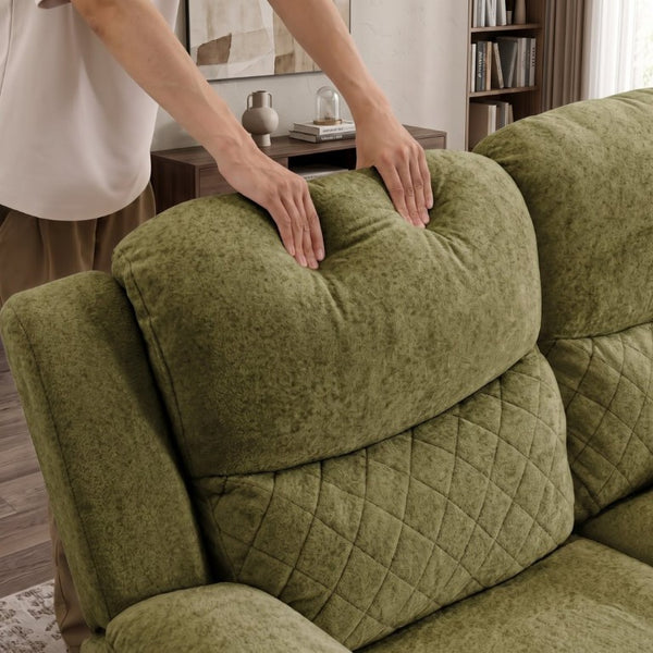 English Elm Thick Padded Power Recliner Accent Chair Ice Silk Velvet Memory Foam Living Room Green W680P512836
