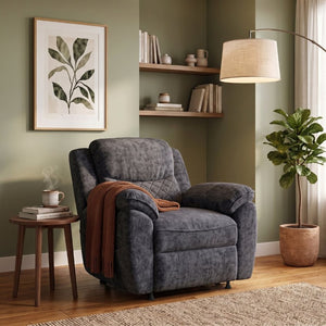 English Elm Thick Padded Power Recliner Accent Chair Ice Silk Velvet Memory Foam Living Room Dark Gray W680P512841